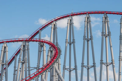 Low angle view of rollercoaster against sky