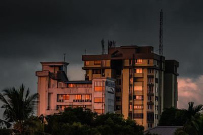 Low angle view of building against sky at night