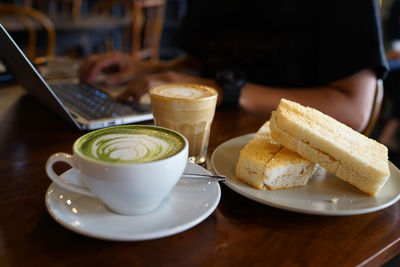 High angle view of coffee on table