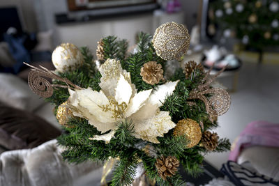 Close-up of white christmas tree