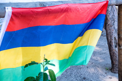 Close-up of multi colored flag
