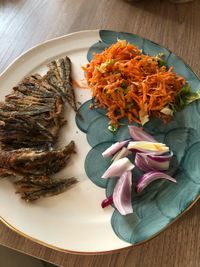 High angle view of meal served in plate