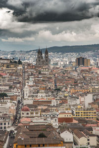 Aerial view of cityscape against sky