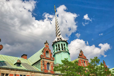 Low angle view of temple building against cloudy sky