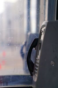 Close-up of car on window