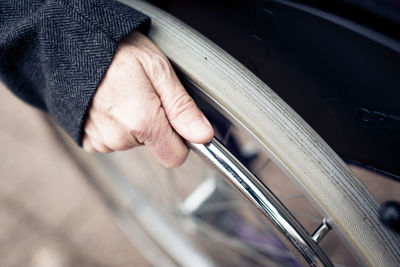 High angle view of man on wheelchair