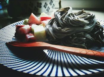 Close-up of fresh food served in plate