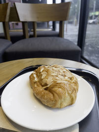 Close-up of dessert in plate on table