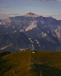 Scenic view of snowcapped mountain against sky