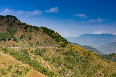 High angle view of mountain against sky