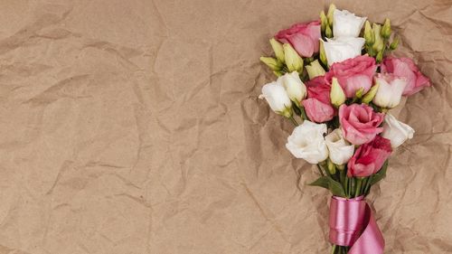 High angle view of flower bouquet