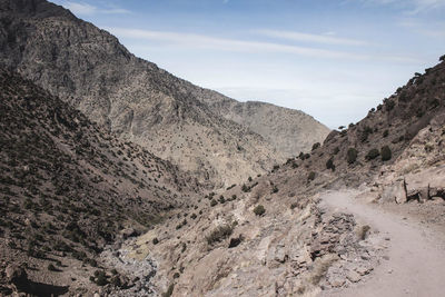 Scenic view of rocky mountains against sky