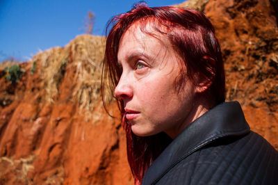 Portrait of woman looking away