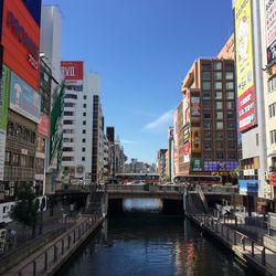 View of canal in city