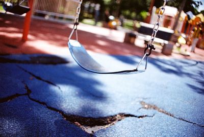 High angle view of empty street in playground