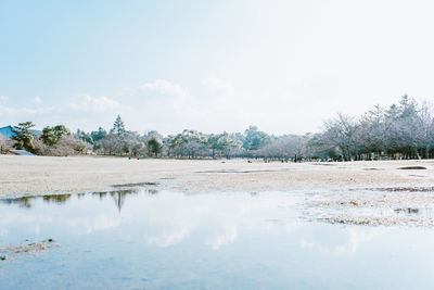 Scenic view of lake against sky