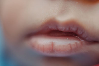 Cropped mouth of child