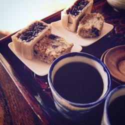 Close-up of breakfast on table