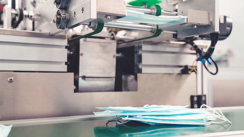 Close-up of face masks on table