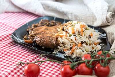 Close-up of food on table