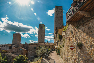 Low angle view of buildings against sky