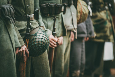 Armed soldiers standing in parade