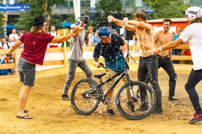 Group of people on bicycle