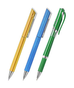 High angle view of colored pencils against white background