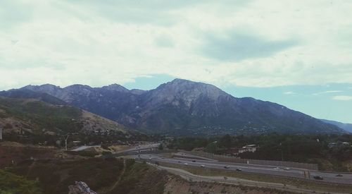 Scenic view of mountains against sky