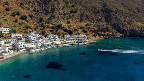 Loutro, in the south of chania, crete. reachable by sea or by foot. no cars, no roads in this place.