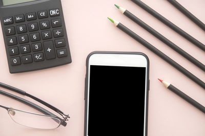 High angle view of pen on table