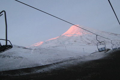 Snow covered mountain against clear sky