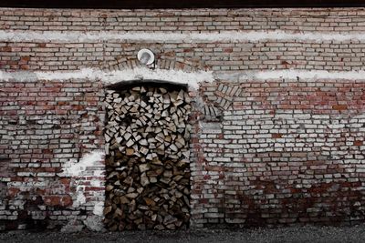 Stack of stone brick wall