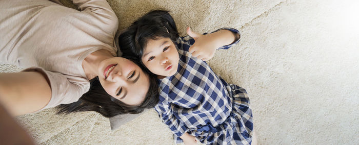 High angle view of couple kissing