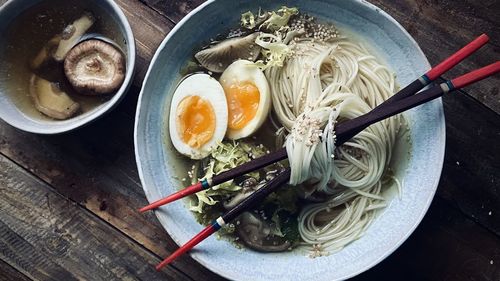 High angle view of food in bowl