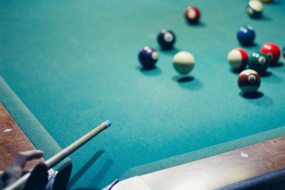 High angle view of pool table