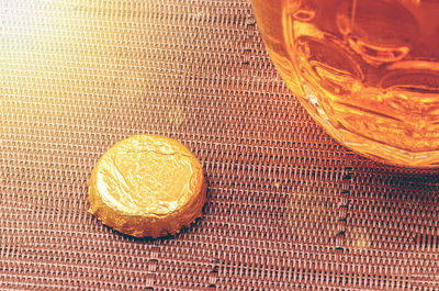 High angle view of orange on table