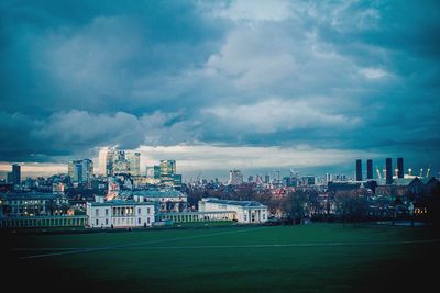 Buildings against sky in city