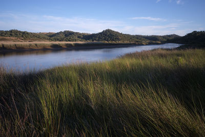 Scenic view of lake against sky