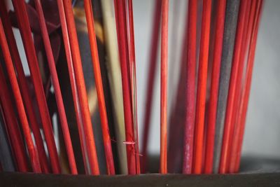 Close-up of red incense sticks