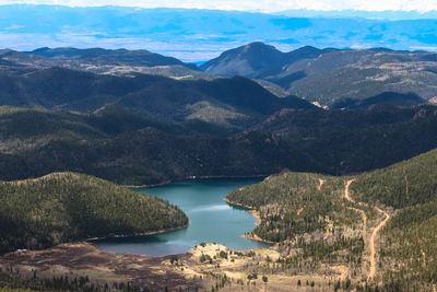 Scenic view of river and mountains