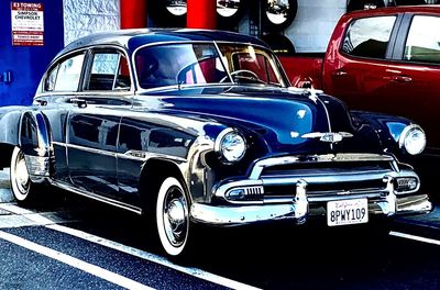 View of vintage car on street