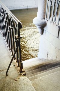Close-up of railing during winter