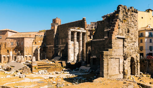 Forum of nerva against clear blue sky on sunny day