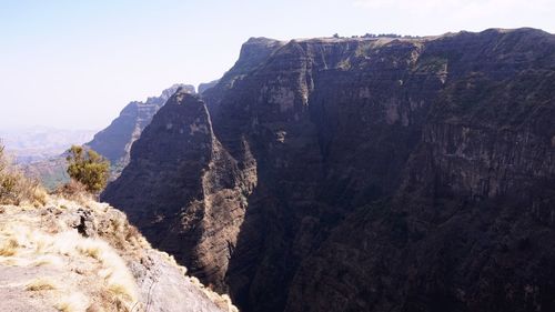 Scenic view of mountains against clear sky