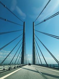 Cable-stayed bridge against blue sky