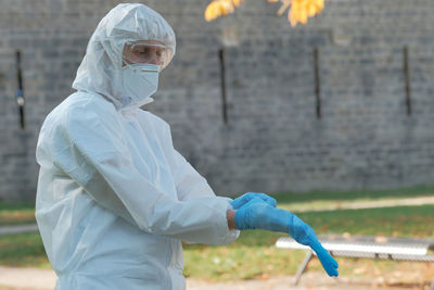 Person working with gloves