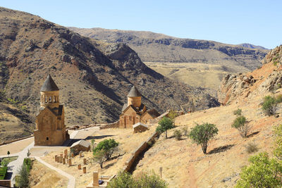 View of fort against mountain range