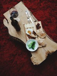 High angle view of food on table