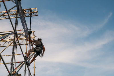 A worker on scaffolding